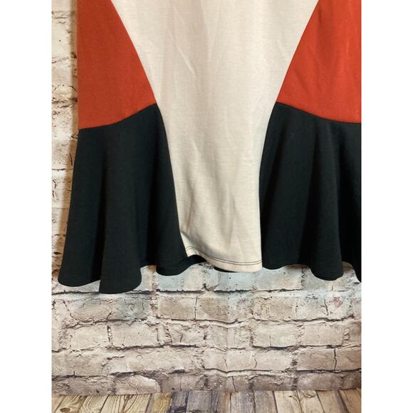 Wish Colorblock Dress Womens Medium Rust Orange A Line Retro Stretch Zip Up - Picture 8 of 14